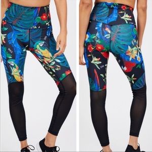 NIKE DRI-FIT WOMEN’S TROPICAL FLORAL MESH LEGGINGS HIGH RISE X-SMALL